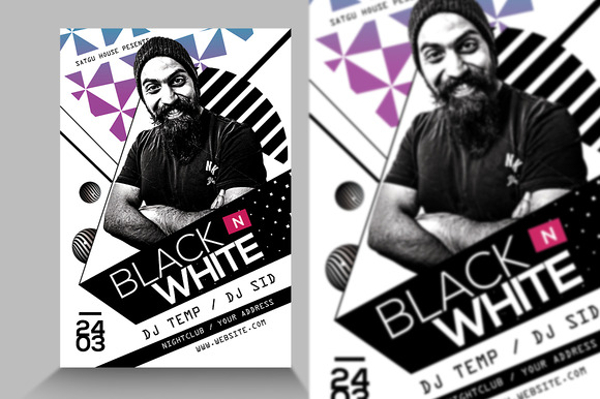 wondrous black and white party flyer