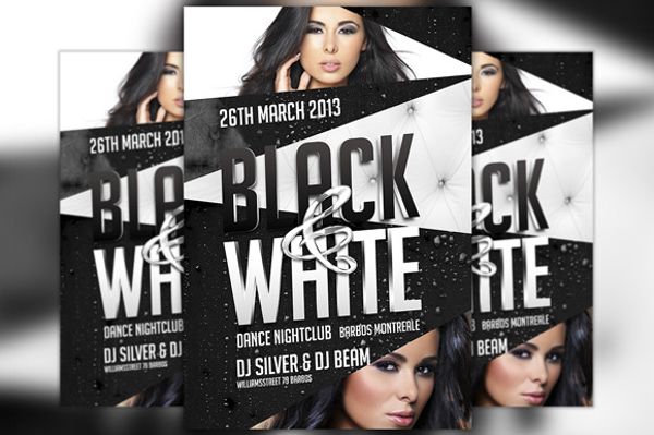 spectacular black and white party flyer