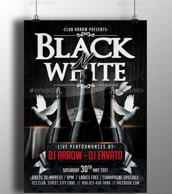 creative black and white party flyer