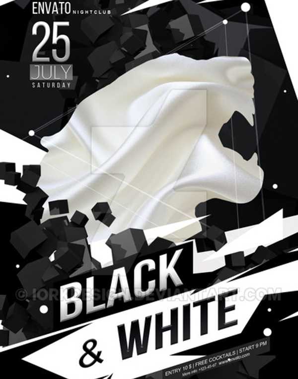 black and white party flyer template