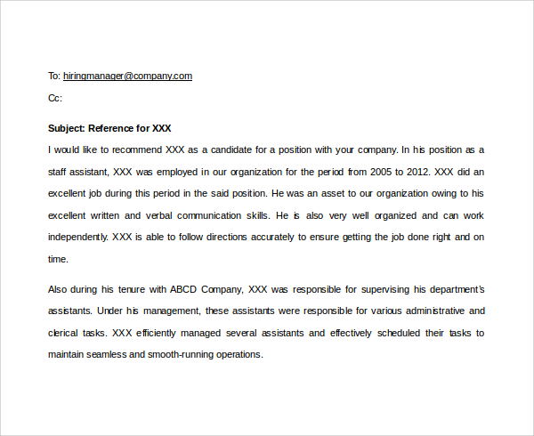 7 Email Reference Letter Templates to Download Sample Templates