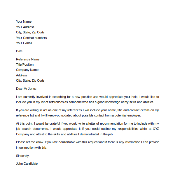 Sample Email Reference Letter Template - 6+ Free Documents in PDF ...