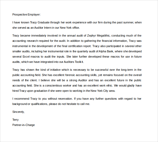 personal finance reference letter