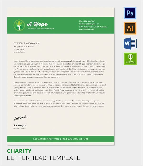 charity letter head template