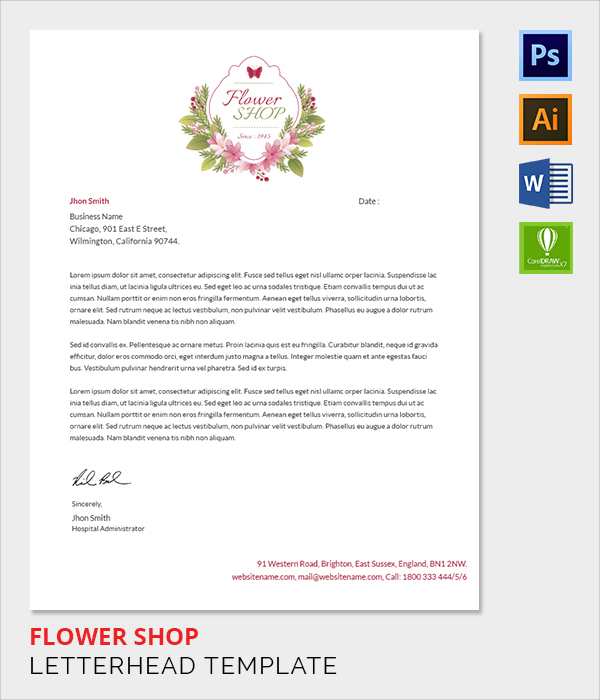 flower shop letter head template