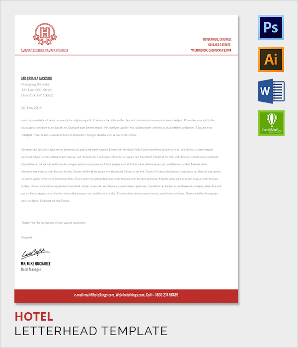 Hotel Letterhead Template Word