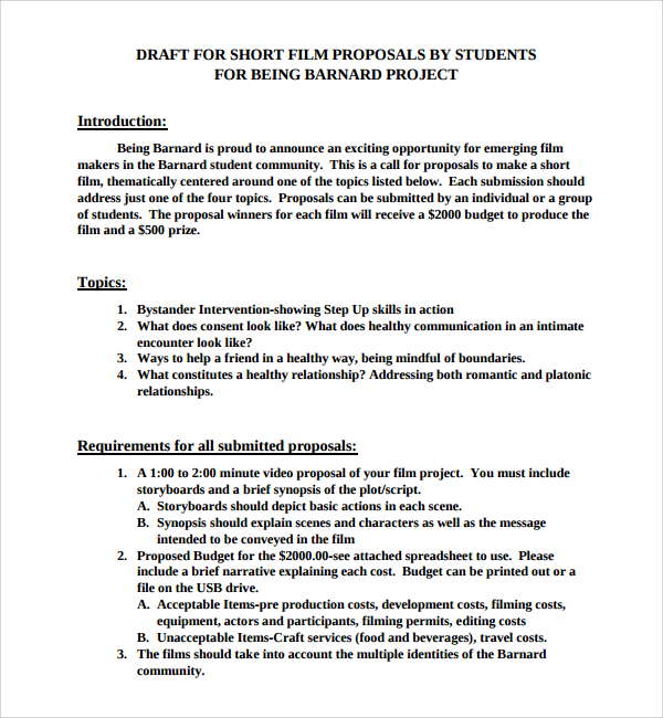 documentary sample proposal Proposal 16 Templates Film  PDF, Word