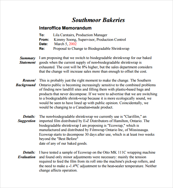 informal business proposal format