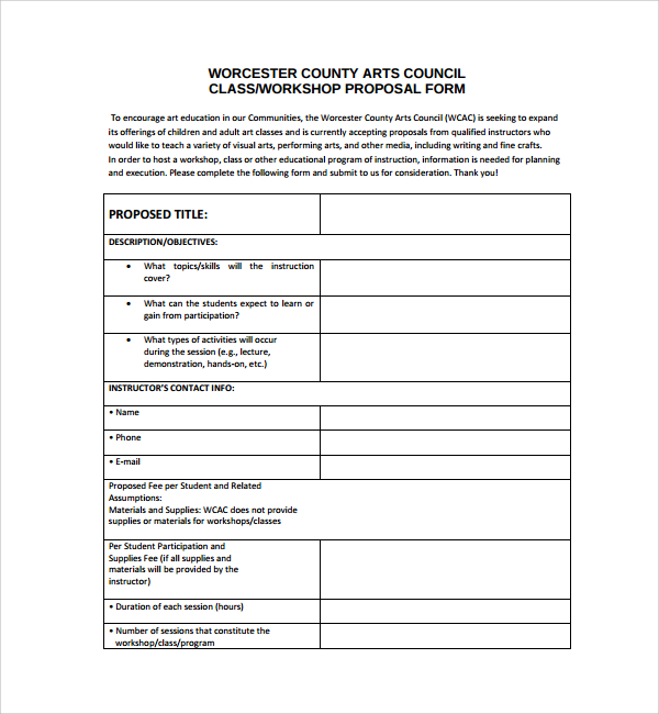 Art Workshop Proposal Template