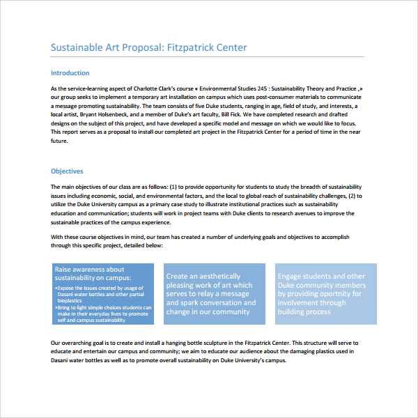 10+ Art Proposal Templates – PDF, Word, Pages  Sample 