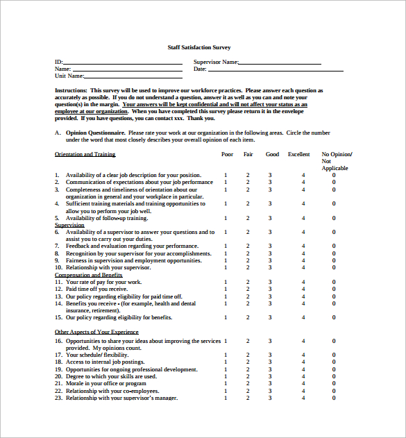 staff satisfaction survey free download 