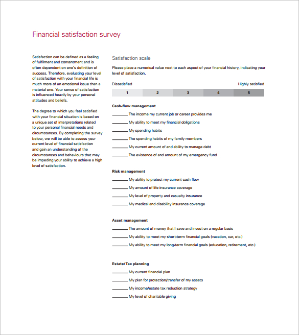 financial satisfaction survey template free1
