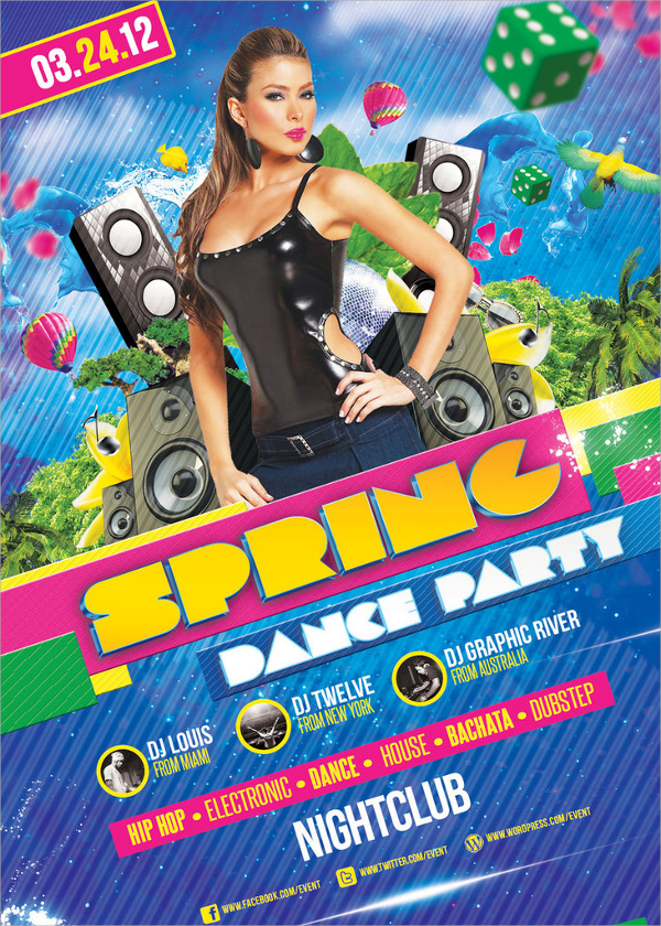 spring dance party flyer template