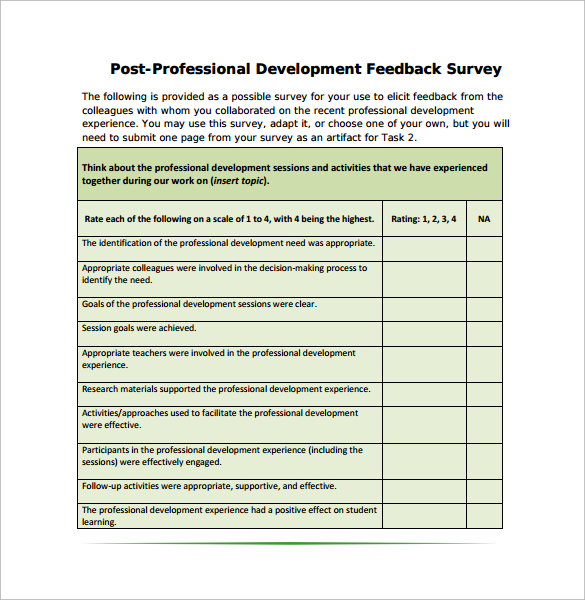 post professional development feedback survey