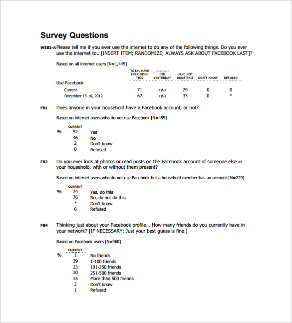 format of survey question