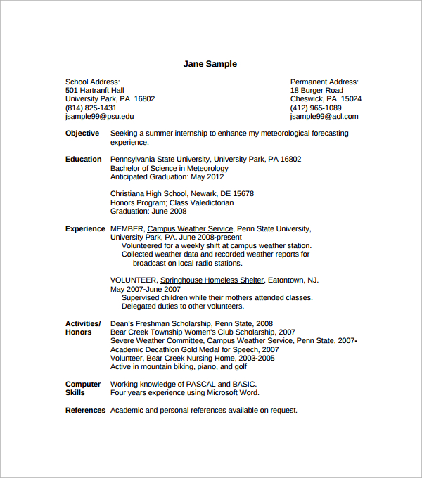 Sample Resume Template - Download in PSD, PDF, Word