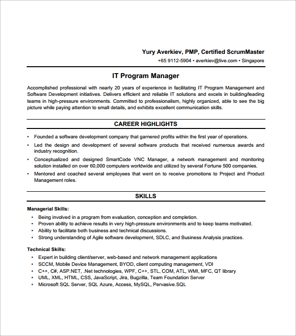 project manager resume template1