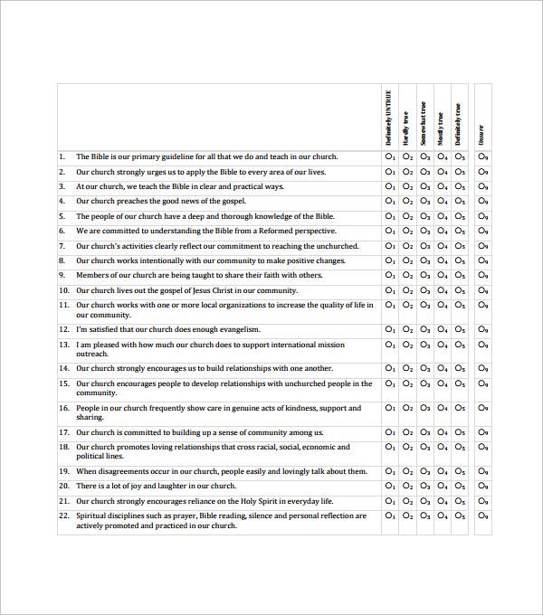 FREE 8+ Sample Church Survey Templates in MS Word PDF