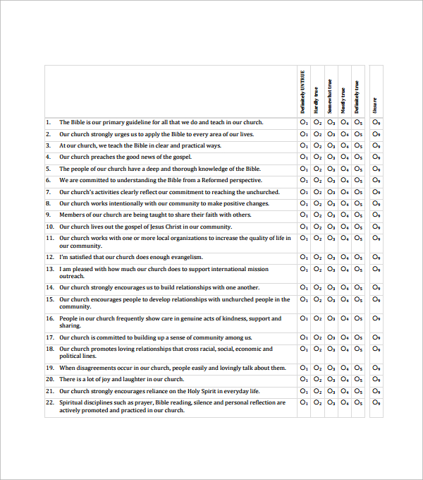 healthy church survey sample