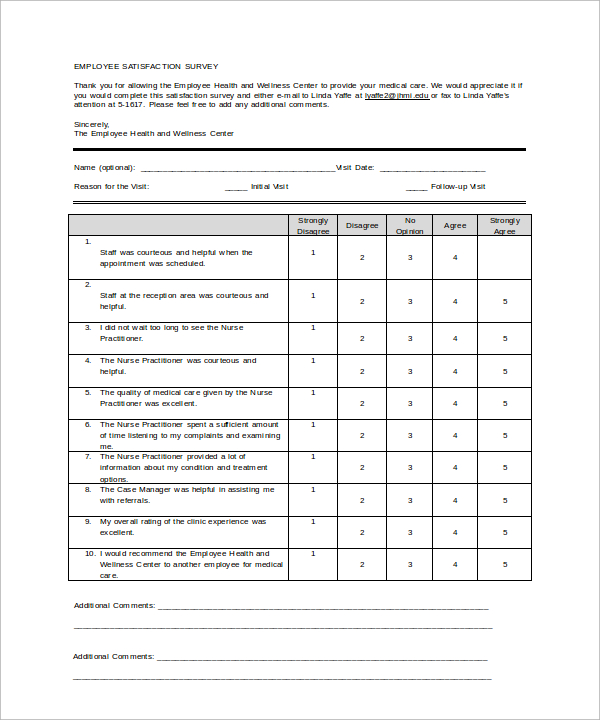 employee satisfaction survey sample