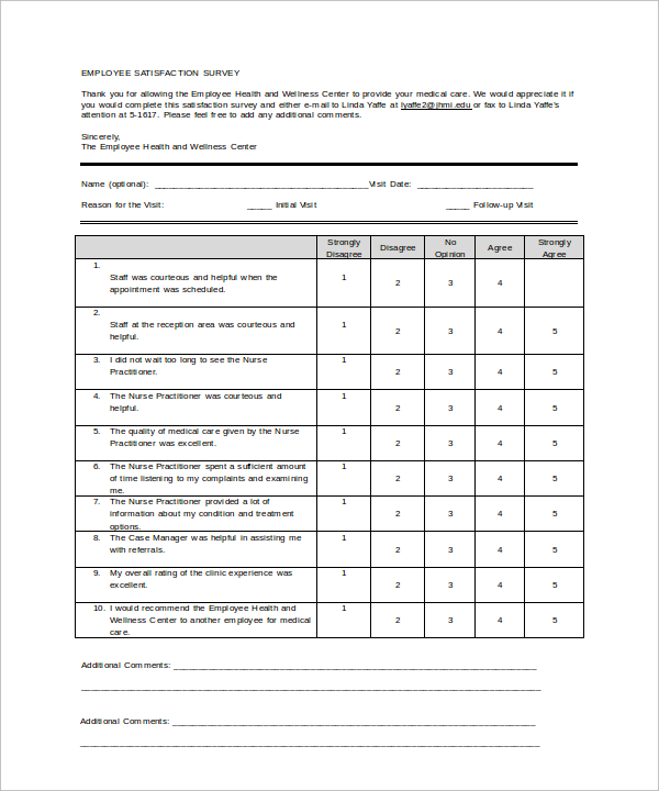 Printable Employee Survey Template