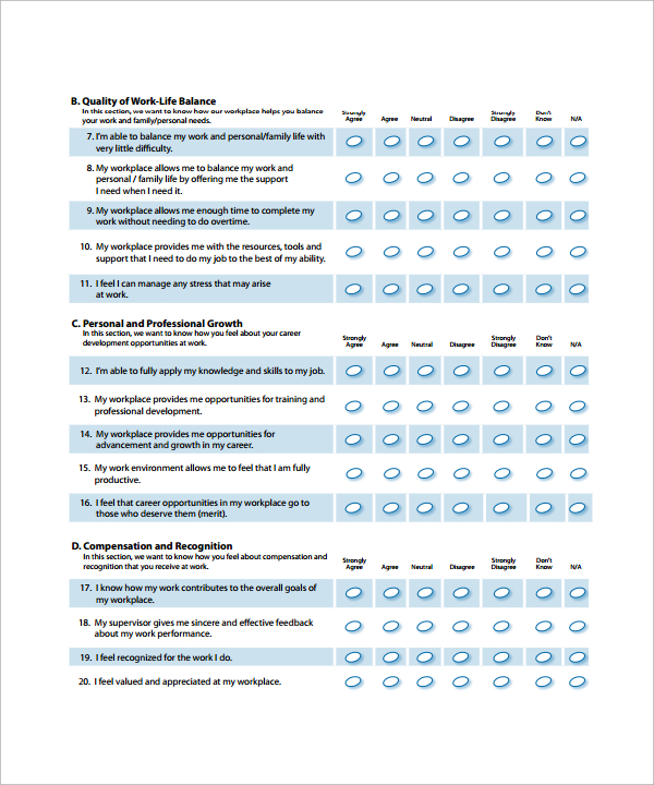 FREE 11 Sample Employee Survey Templates In MS Word PDF