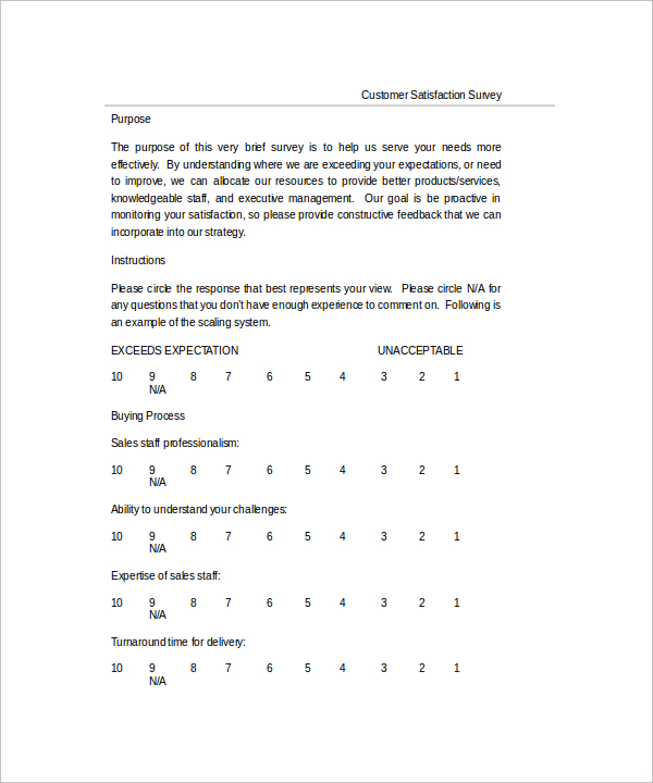 FREE 10+ Sample Customer Satisfaction Survey Templates in MS Word PDF