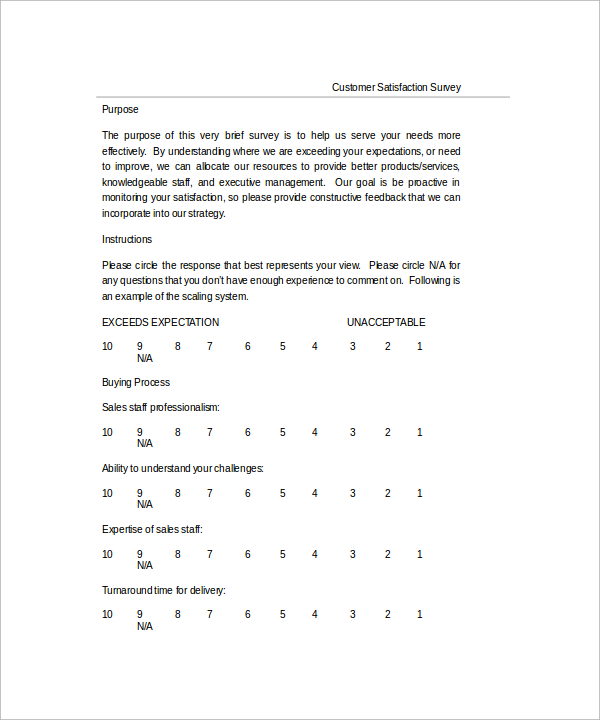 FREE 10 Sample Customer Satisfaction Survey Templates In MS Word PDF