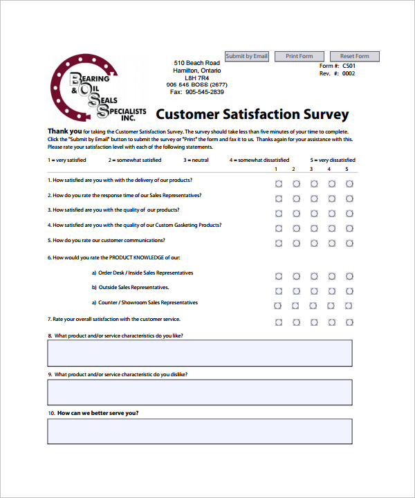 FREE 10 Sample Customer Satisfaction Survey Templates In