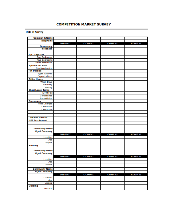blank market survey example