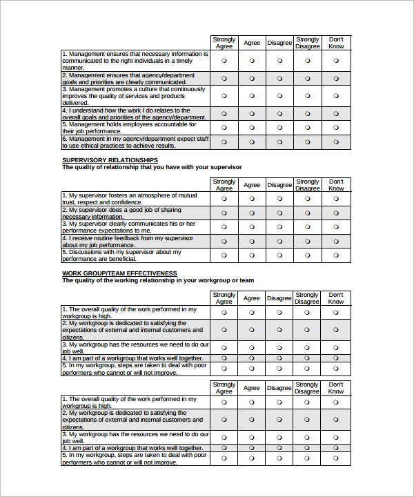 employee attitude survey sample