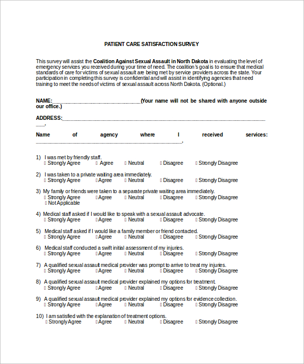 patient care satisfaction survey 