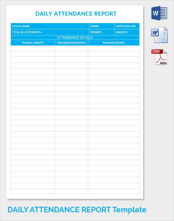 daily attendance report template1