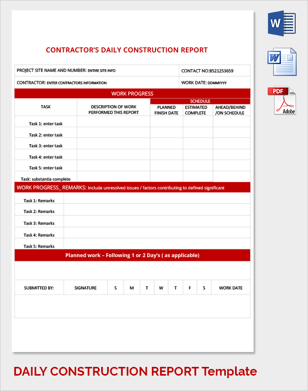 Construction Status Report Template