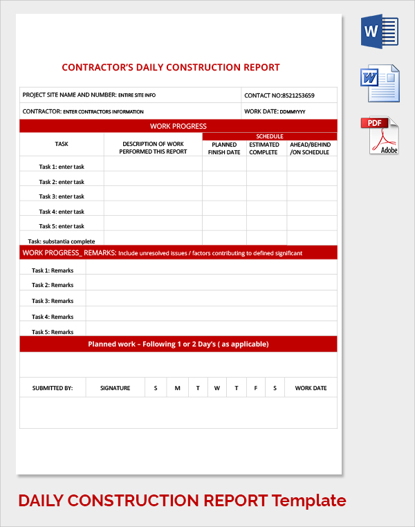 FREE 24+ Sample Daily Work Report Templates In PDF | MS Word | Google Docs