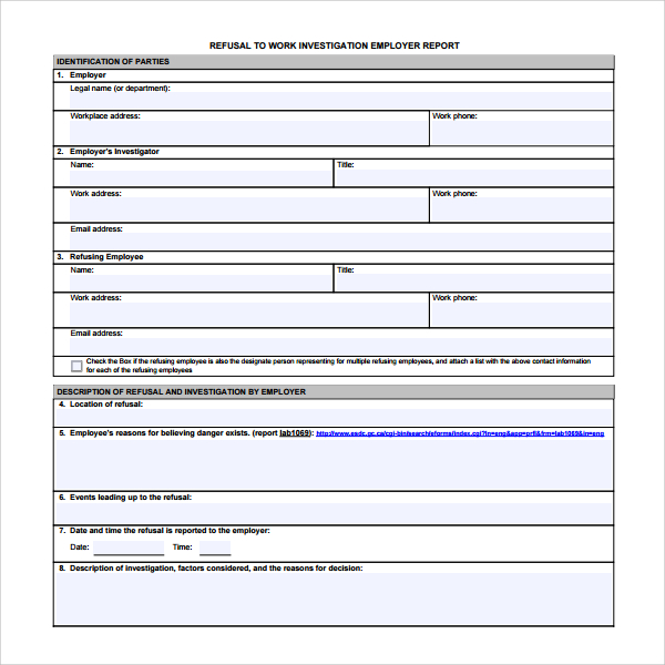 Investigation Report Template Doc