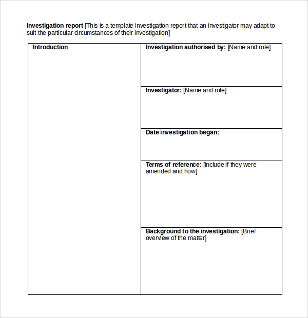 investigation report template word format1