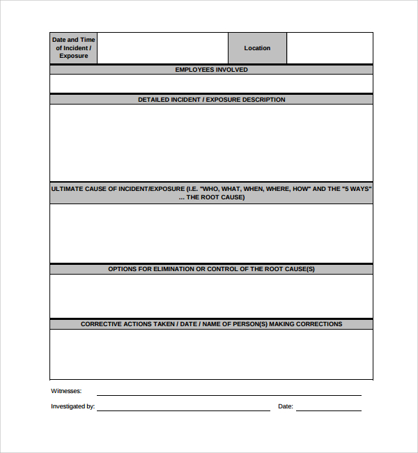 investigation report template