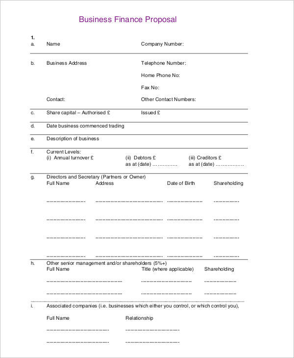 business financial proposal template