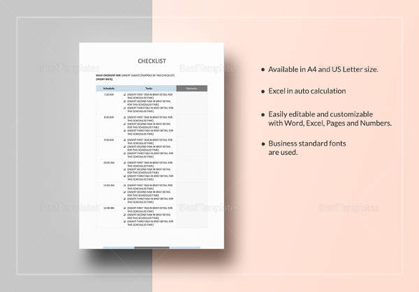 checklist template excel