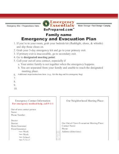 emergency and evacuation plan