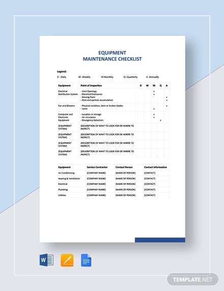 equipment maintenance checklist1