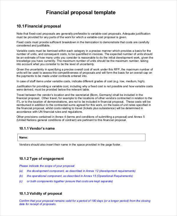 example of financial proposal template