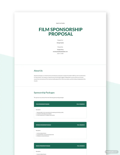 film sponsorship proposal template