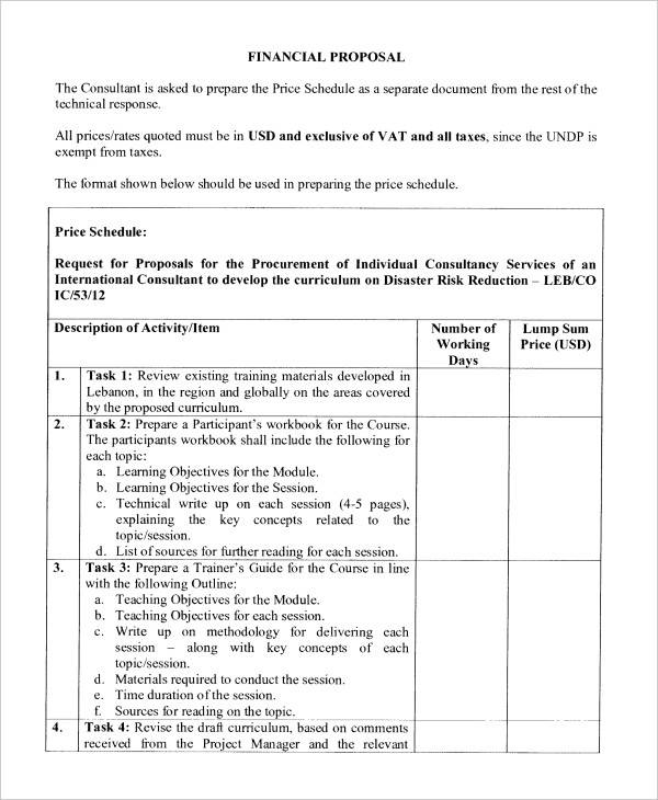 financial proposal template