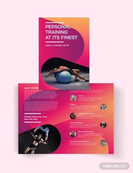 fitness trainer bi fold brochure template