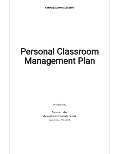 free personal classroom management plan template