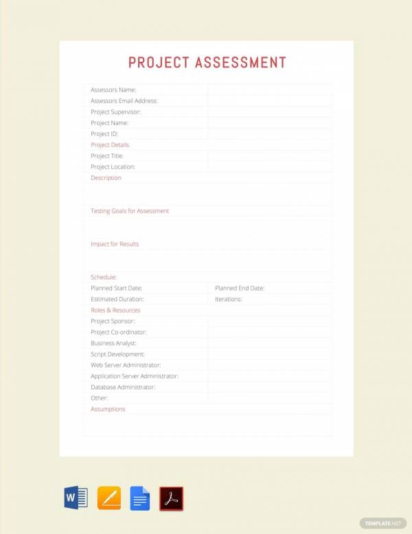 free sample assesment report