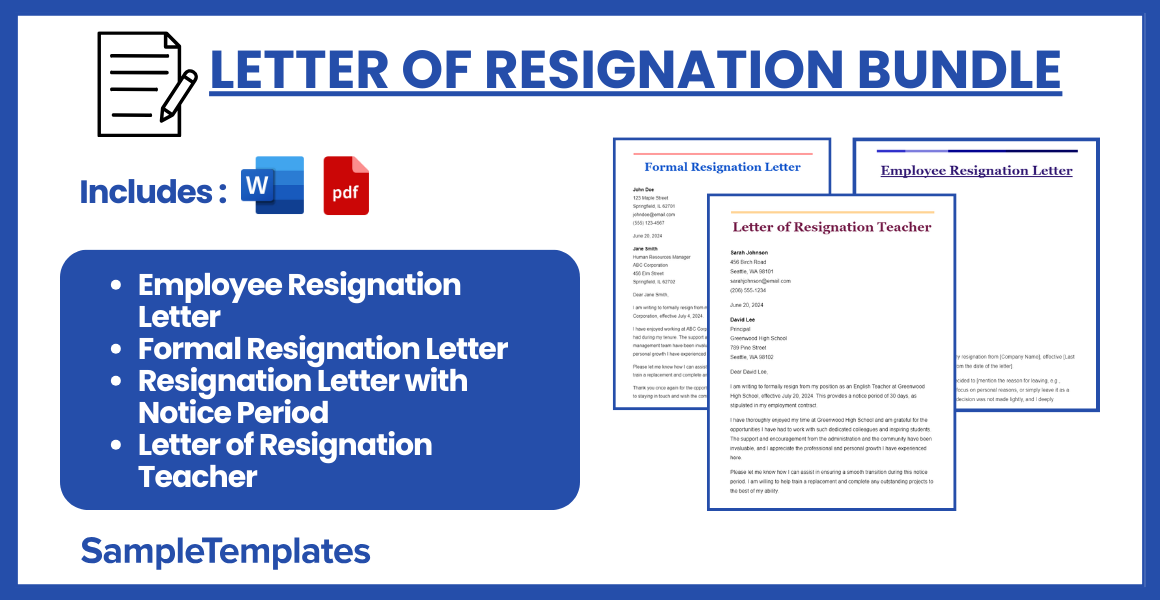 letter of resignation bundle