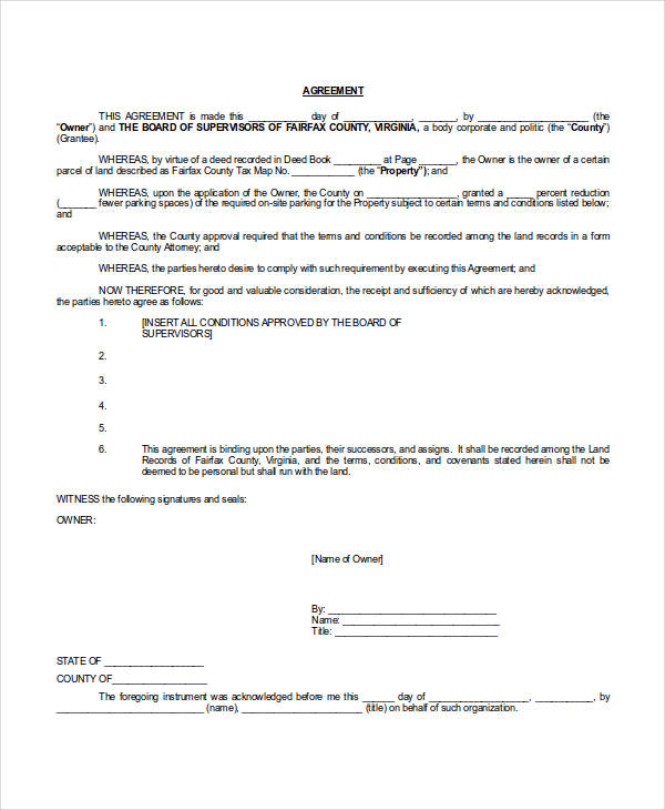 parking agreement template doc